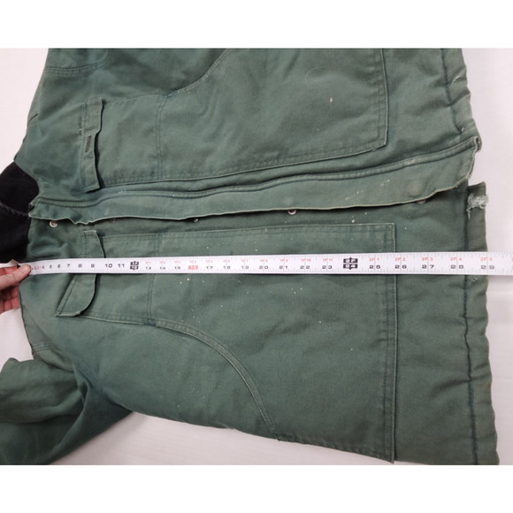 Vintage Canvas Chore Coat Men's Large Green Corduroy Collar Quilted Insulated - Picture 3 of 9